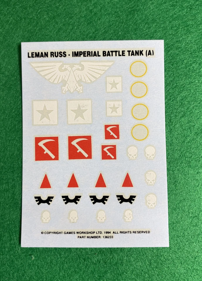 Warhammer 40k Imperial Guard Leman Russ Tank Transfers A Astra Games Workshop - Image 1 of 1