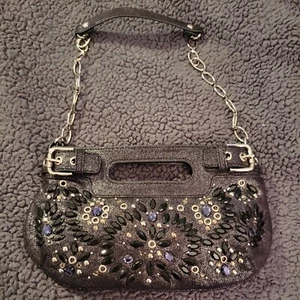 Rafe For Target Charcoal Shimmer Beaded Purse Small Handbag Silver Chain - Picture 1 of 9