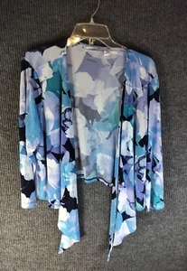 Passport by Susan Graver Overshirt Women's Size XL Blue Floral Long Sleeve - Picture 1 of 8