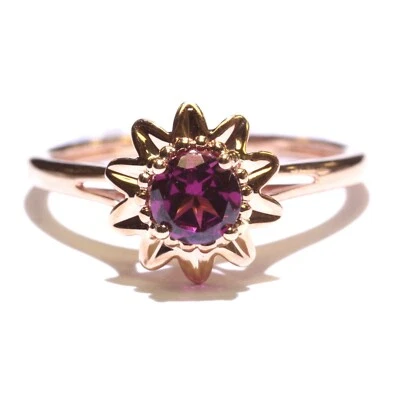 New 10k rose gold Natural round Rhodolite Garnet gemstone ring 2.3g ladies  - Image 1 of 4