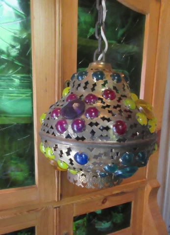 Lantern ALADIN small Pendant  Maroccan  pierced Copper coloreg  glassbowls Cover