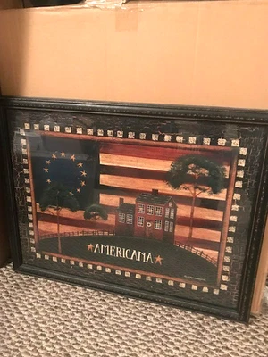 Country Americana large picture in frame - NICE - Image 1 of 4