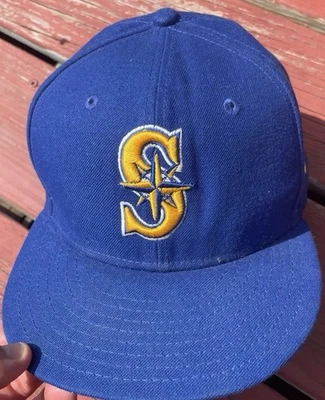 Vintage Seattle Mariners MLB New Era original onfield fitted cap 7 3/8 USA made - Image 1 of 4
