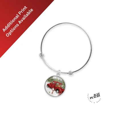 Brazalete Brazalete Plata Camión Granja Retro Árbol de Navidad Dije Foto 1 de 4