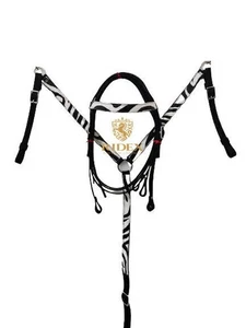 Beautiful Zebra Print Synthetic Western Headstall & Breast Plate Collar Set. - Picture 1 of 6