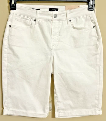 NWT NYDJ size 8 optic white denim roll cuff Briella lift tuck shorts women's - Image 1 of 4