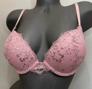 Sujetador push up Victoria's Secret Dream Angels para mujer 34C rosa plata encaje floral - Imagen 1 de 8
