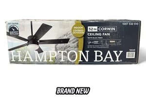 Hampton Bay 52 in. Corwin Indoor/Outdoor Matte Black LED Ceiling Fan with Light - Picture 1 of 14
