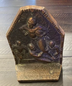 Antique Vintage Bronze Football Player Single Bookend - Picture 1 of 3