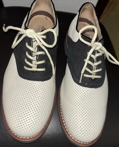 G. H. Bass & Co. Classic Saddle Shoes Black & White 1950s GH Bass Sz 7 1/2 D - Picture 1 of 8