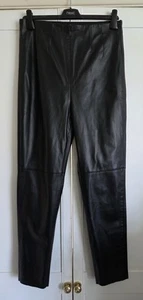 ZARA~BLACK FAUX LEATHER SLIM LEG TROUSERS LEGGINGS JEGGINGS~SIZE LARGE~VGC - Picture 1 of 4