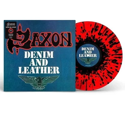 SAXON- denim & leather- special black and red spla Vinyl Stranded- USA Import- - - Image 1 of 3