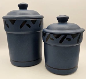 Paar Pfaltzgraff Morning hellblau & schwarz Steinzeug Kanister mit Deckel - Bild 1 von 20