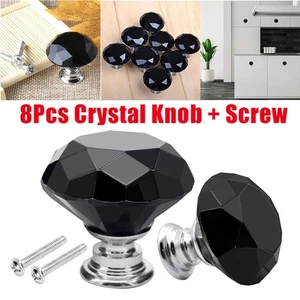 8/16/24 pcs Glass Door Knobs Diamond Drawer Knobs Cabinet Draw Pull Handle - Picture 1 of 17