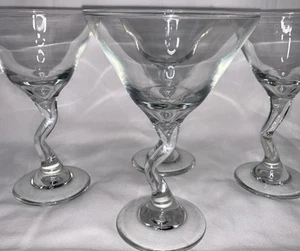 Libbey Zig Zag Crooked Z Stem Martini Cocktail Glass Glasses Set Of 4 - Picture 1 of 7