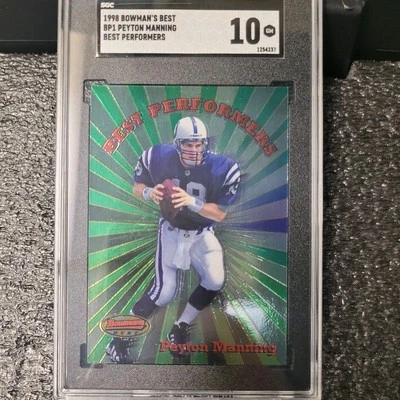 1998 BOWMAN'S BEST #BP1 PEYTON MANNING SGC 10 GEM MNT BEST PREFORMERS - Image 1 of 2