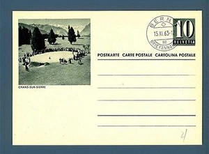 SWITZERLAND - SVIZZERA - Cart. Post. - 1963 - Grossa cifra in quadrato. CRANS - Picture 1 of 1