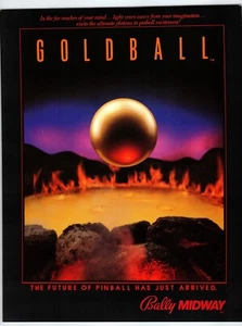 Máquina de Pinball Bola Dorada Volador Fantasía Retro Juego Obra de Arte Original 2 Caras 1983 - Imagen 1 de 2