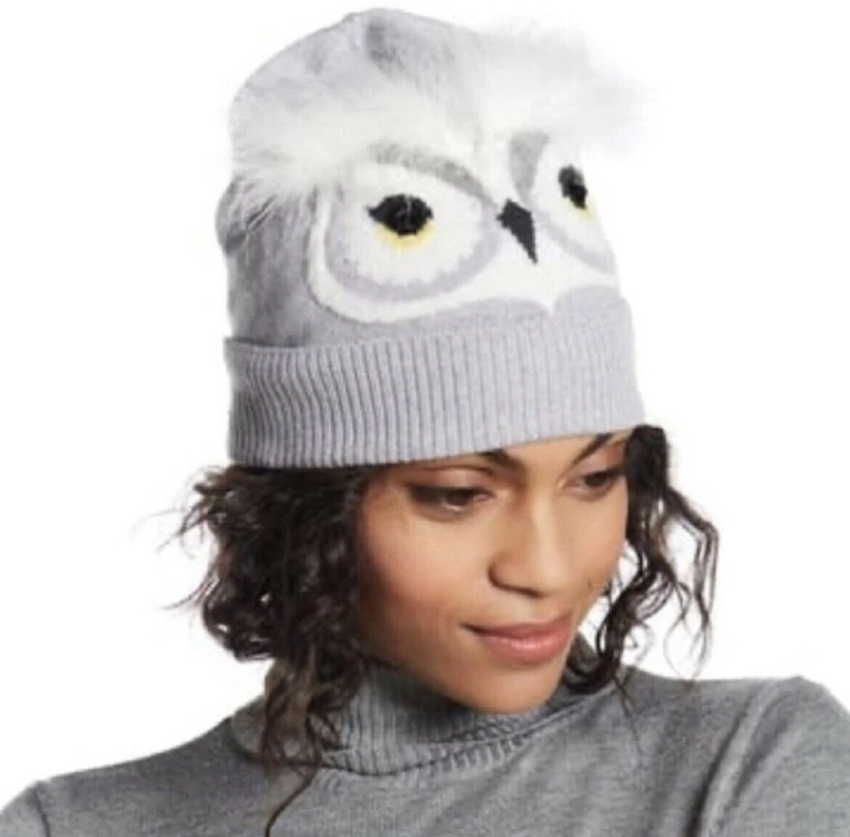 Kate Spade Who Me Beanie Owl Heather Gray One Size KS1001733