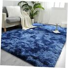 Large Area Rugs for Living Room Tie-Dyed Shaggy Rug Fluffy 4x6 Feet Navy Blue