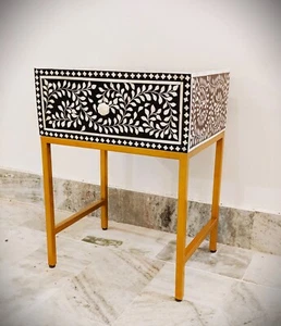 New handmade bone inlay side table, bone inlay furniture, bone inlay tables, - Picture 1 of 8