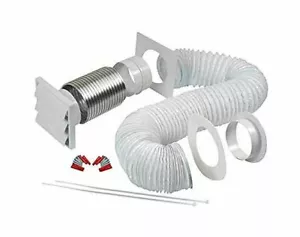Kit de ventilación de pared para secadora de tambor con manguera flexible y rejilla blanca - Universal 100 mm - Imagen 1 de 12