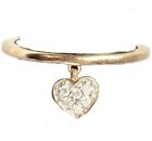 Pave Diamond Heart Charm Ring Sterling Vermeil Gold On Silver Affinity Gems Sz 8