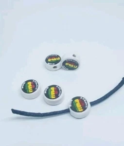 Bob Marley Perlen, 12 mm Keramikperlen, 2 mm Loch, 10 Stück, Großlochperlen, Peru - Bild 1 von 4
