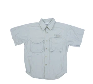 Columbia Sportswear Khaki Beige Short Sleeve Vented Button Up Shirt Youth Boys S - Picture 1 of 9