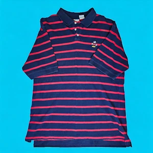 Mickey Mouse Disney World Dark Blue with Red Stripes Polo Shirt Size X-Large - Picture 1 of 4