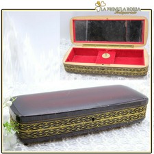 Scatola Carillon ballerina vintage antico in legno portagioie anni 50 music box