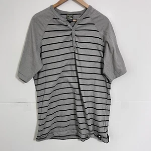 Company 81 Mens Henley T-Shirt Size XL Grey Striped Single Stitch Embroidered - Picture 1 of 6