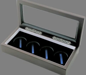 Wood Display Glass Top Box Large/Air Tite "H" Four Coin/Challenge Coin Capsule - Picture 1 of 2