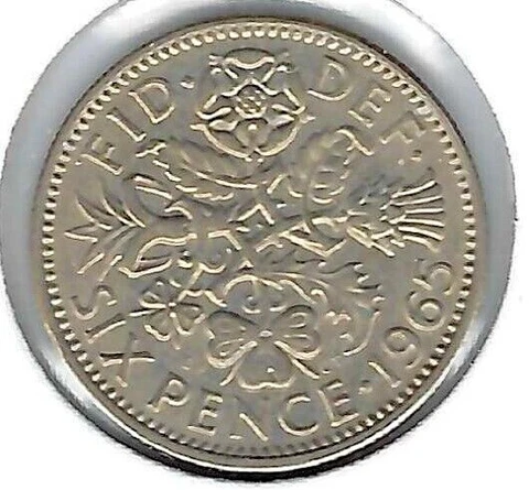 1965 Great Britain Circulated Six Pence QEII Coin! Cover