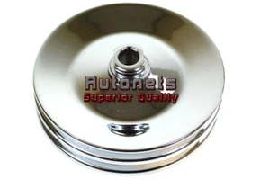 Bomba de dirección asistida GM cromo doble ranura polea vía clave SBC BBC Chevy 350 454 - Imagen 1 de 1