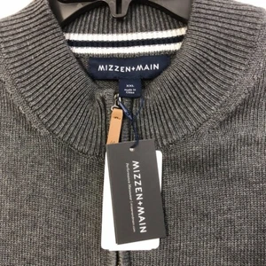 Maglione uomo MIZZEN & MAIN Cassady quarto zip pullover grigio scuro 2XL nuovo con etichette $168 - Foto 1 di 6