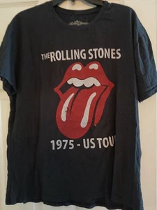 The Rolling Stones 1975 US Tour T-Shirt XXL Short Sleeve Music Black Cotton - Picture 1 of 4