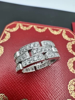 Cartier 18k белое золото 3 ряда Maillon Panthere полный бриллиант кольцо / $13,400/размер 53 - Изображение 1 из 4