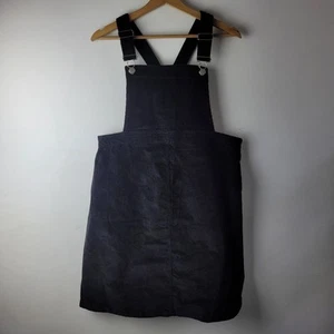 H&M Maternity Women Size M Black Corduroy Dungaree Dress Casual Holiday Winter - Picture 1 of 10