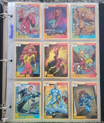 Juego base completo de 2 cartas coleccionables Marvel Universe Series 1991, #1-162 Impel casi nuevo/muy bueno Foto 1 de 4
