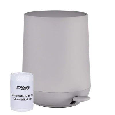 Zone Pedaleimer Mülleimer Kosmetikeimer Badeimer 5L grau inkl 1 Rolle Beutel - Bild 1 von 4