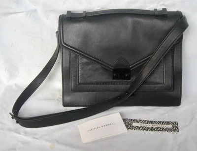 Bolso de hombro plano Loeffler Randall negro mediano Rider N y asa Foto 1 de 4
