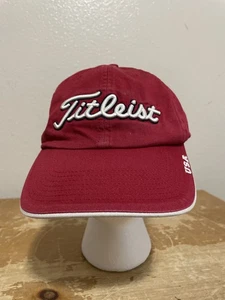 Vtg Titleist Hat Cap Men's Red Adjustable Strap USA Flag Logo Spellout RN70547 - Picture 1 of 7