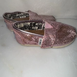 Toms Kids Tiny Pink Glitter Toddler 6 Slip On Shoe Used - Picture 1 of 10