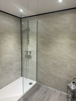 Multi Grey Large Tile Effect Wall Panels PVC Bathroom Cladding Shower Wall 8mm - Image 1 of 4