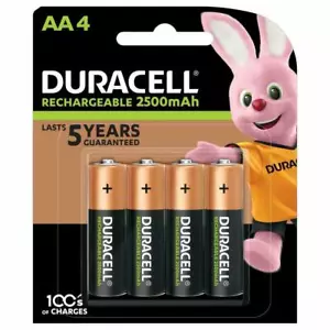 4 x Duracell AA 2500 mAh Rechargeable Batteries, NiMH HR6 MN1500 Long Life - Picture 1 of 1