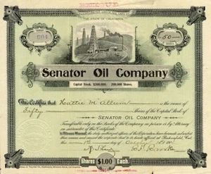 Senator Oil Certificate - Picture 1 of 1
