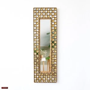 Handmade Long Narrow Gold Mirror 38.8in - Peruvian Mosaic Wall Mirror Home Decor - Picture 1 of 9