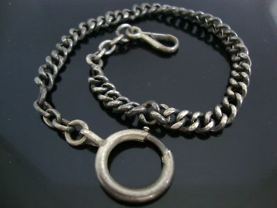 СТАРИННЫЙ АРТ-ДЕКО НИКЕЛЬ СЕРЕБРО КАРМАННЫЕ ЧАСЫ КУБИНСКАЯ ЦЕПОЧКА - Изображение 1 из 4