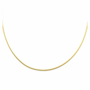 14K Solid Yellow Gold 1mm Sparkle Omega Necklace 16'' For Women 4.1grm - Picture 1 of 2